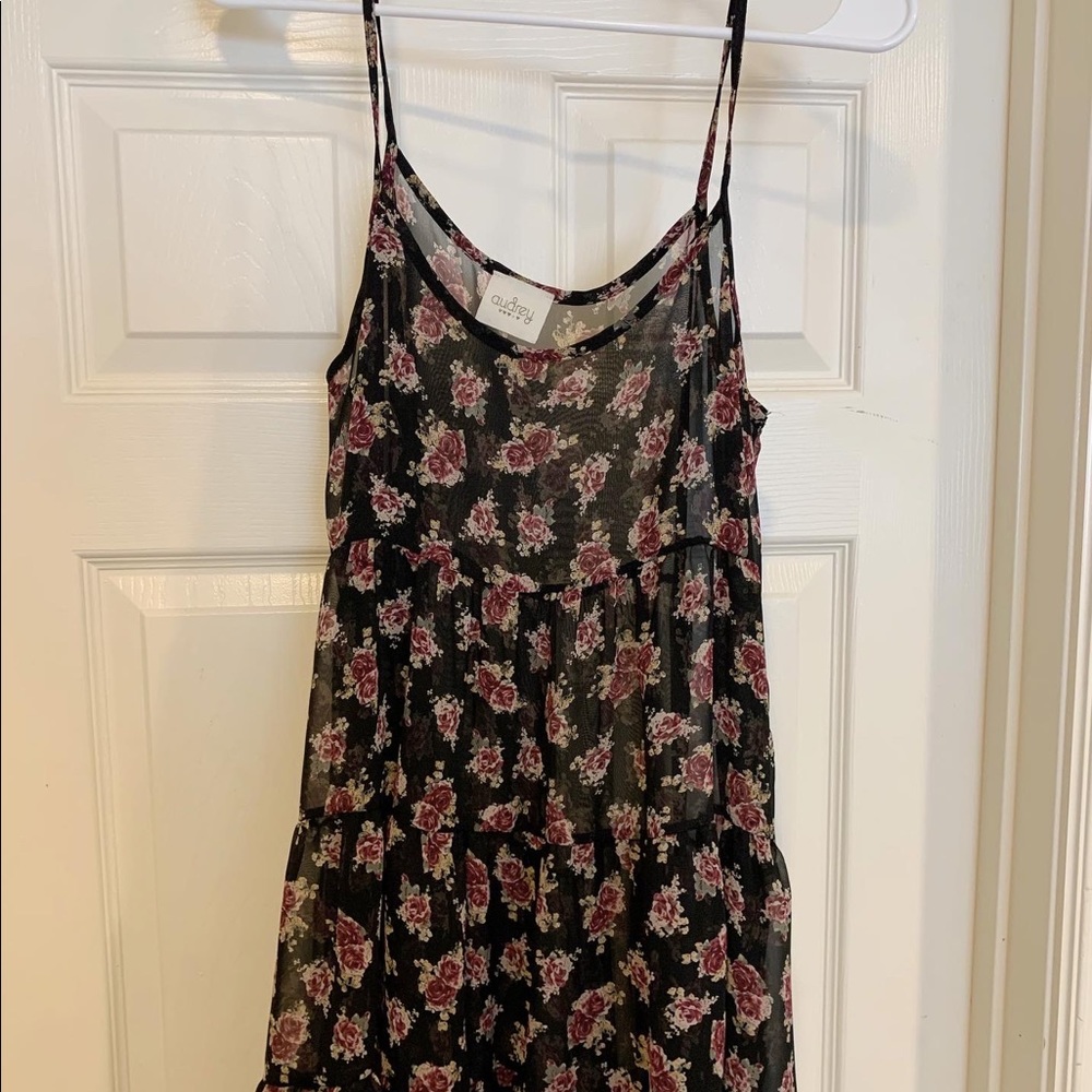 Flowy black dress, kinda see through but really cute with something underneath